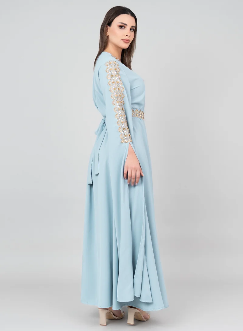 IKKXA Royal Luxe Belted Kaftan IK2022 Blue