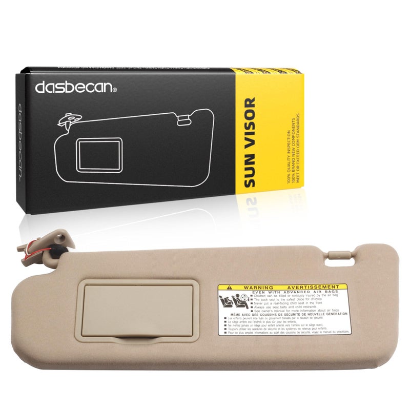 Dasbecan Beige Left Driver Side Sun Visor Compatible with Hyundai Sonata 2005 2006 2007 2008 2009 2010 Replaces 852013K010QD 852020A750QSQQH