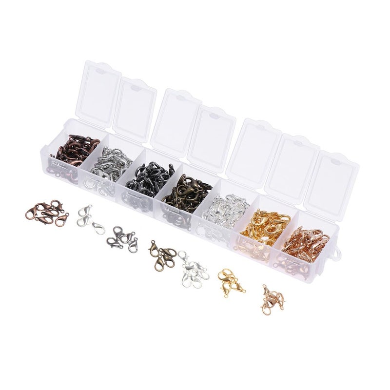 Zinc Alloy Lobster Claw Clasps And Jump Rings Jewelry Making Kit 210PCS With Storage Box - Image 2