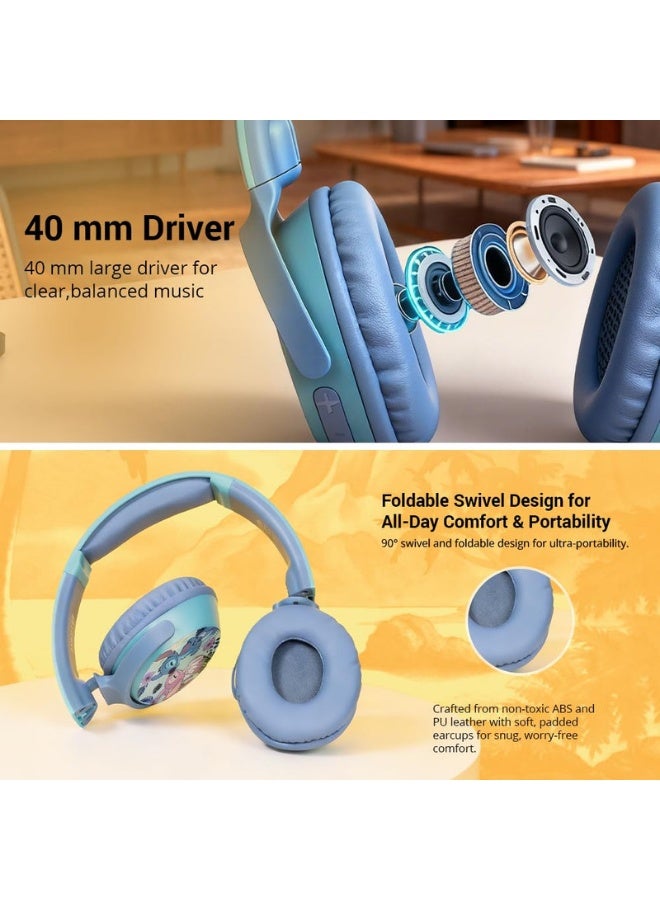 SMD Disney Stitch Bluetooth Wireless Stereo Headphones | Wireless kids headphones with Stitch design, Bluetooth connectivity, stereo sound, soft cushions, and adjustable headband for daily use - Image 2