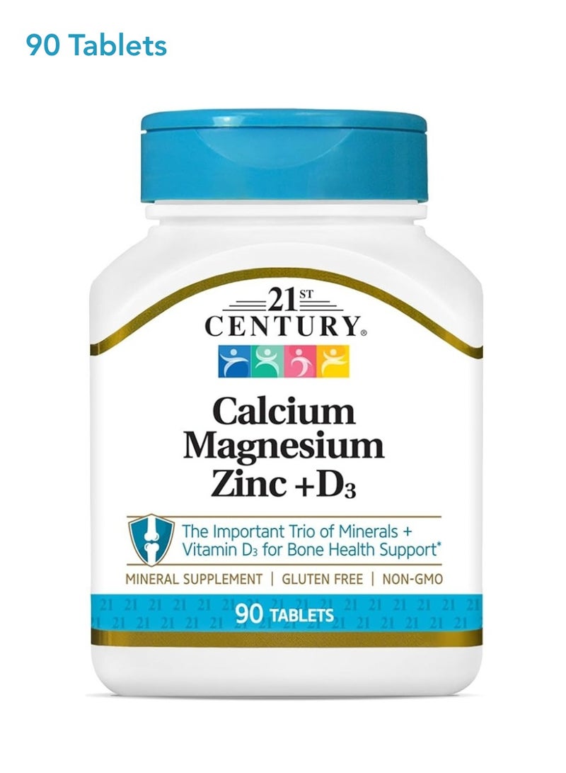 القرن الحادي والعشرون كالسيوم وماغنسيوم زنك + فيتامين د3 90 قرصًا - Image 1