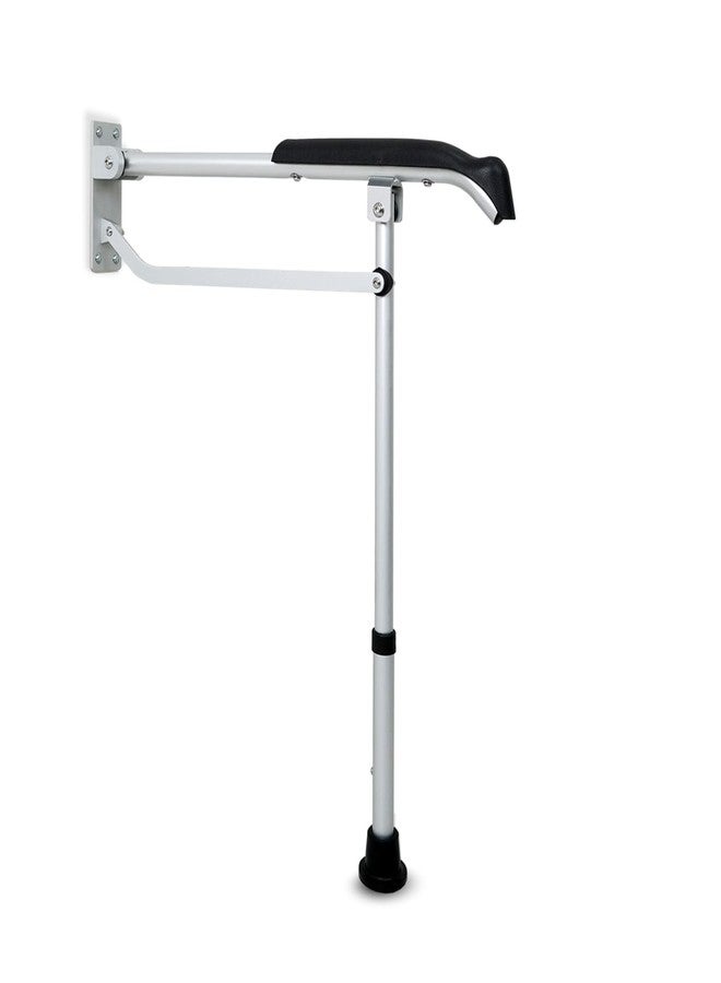KosmoCare Aluminum Flip-up Toilet Grab Bar with Floor Support| Wall Mounted Bathroom Safety Rail |Compact Anti-Slip Height Adjustable Grab Bar for Elderly, Seniors, Disabled & Pregnant Women - Image 1