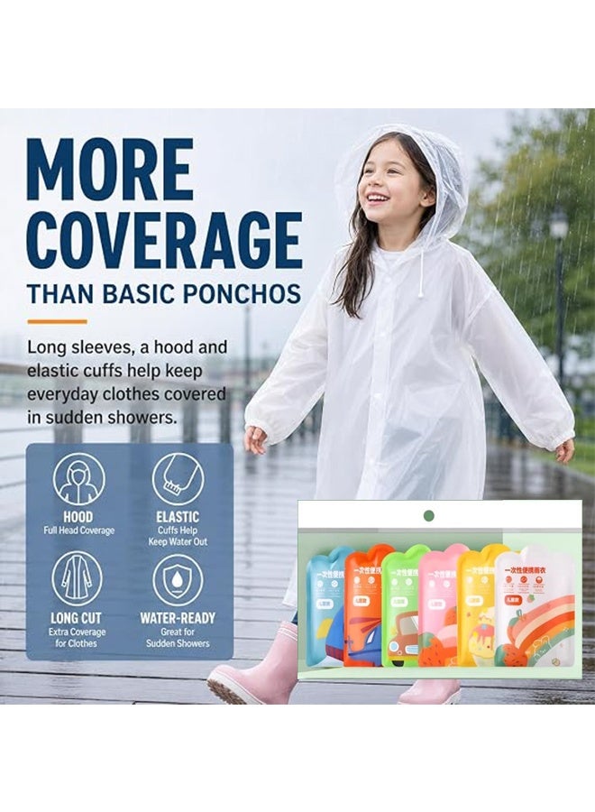 6 Pcs Disposable Raincoat – 6 colors, ultra-compact waterproof poncho with windproof hood and elastic cuffs. - Image 2