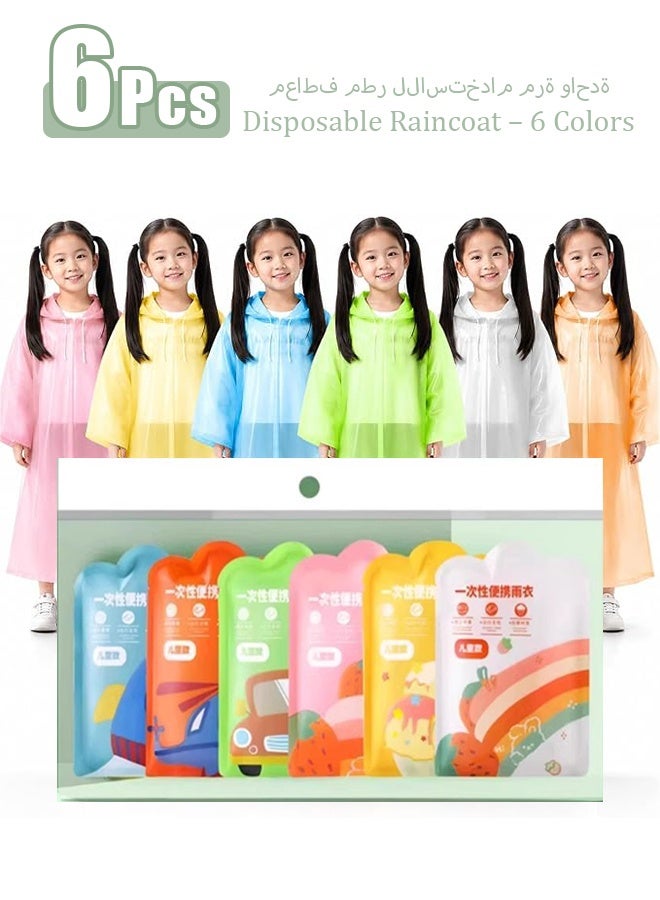 6 Pcs Disposable Raincoat – 6 colors, ultra-compact waterproof poncho with windproof hood and elastic cuffs. - Image 1