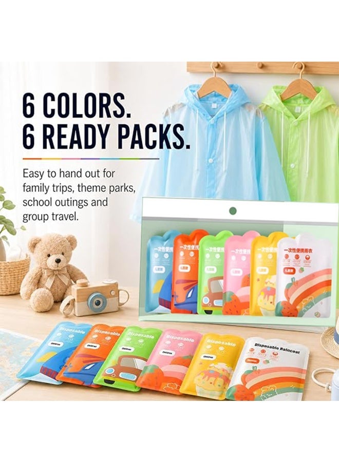 6 Pcs Disposable Raincoat – 6 colors, ultra-compact waterproof poncho with windproof hood and elastic cuffs. - Image 4