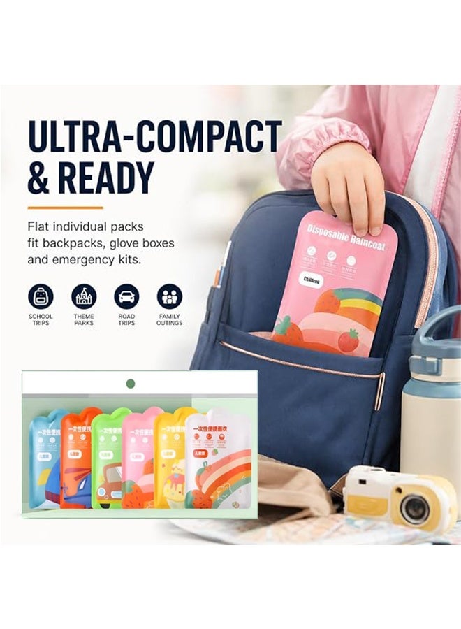 6 Pcs Disposable Raincoat – 6 colors, ultra-compact waterproof poncho with windproof hood and elastic cuffs. - Image 3