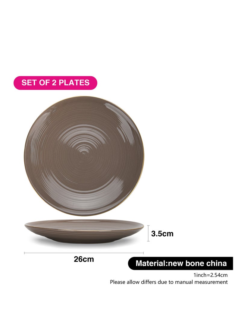 Fissman طبق عشاء 2 قطعة 26 سم، أطباق بورسلين دائرية من سلسلة فيرمينا، حافة ذهبية أنيقة، مع تشطيب لامع ناعم - Image 3