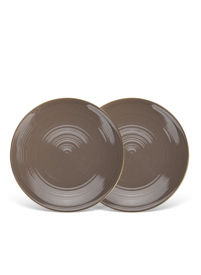 Fissman طبق عشاء 2 قطعة 26 سم، أطباق بورسلين دائرية من سلسلة فيرمينا، حافة ذهبية أنيقة، مع تشطيب لامع ناعم - Image 4