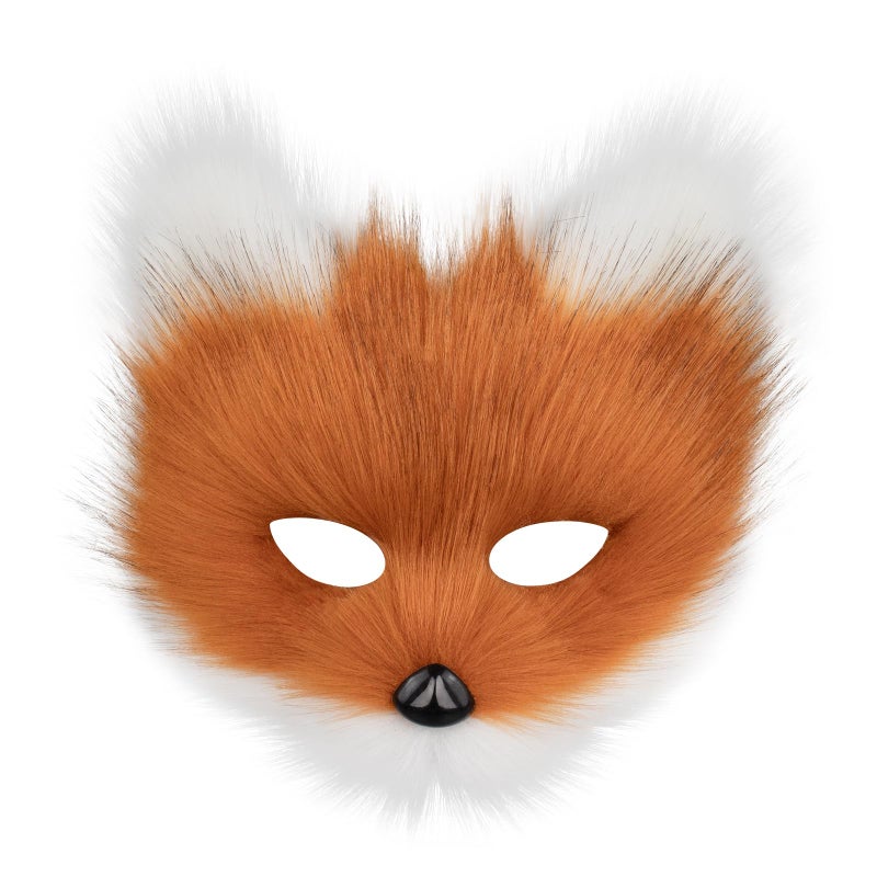 hbbhml Animal Fox Wolf Mask Halloween Party Cosplay Costumes Props Plush Cat Half Face Masks Carnival Christmas Masquerade - Image 1