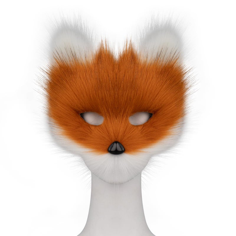 hbbhml Animal Fox Wolf Mask Halloween Party Cosplay Costumes Props Plush Cat Half Face Masks Carnival Christmas Masquerade - Image 5