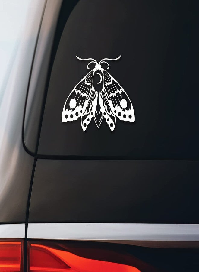 Bargain Max Decals ملصق فراشة القمر دفتر سيارة لابتوب 5.5"x4.25" (أبيض) - Image 2