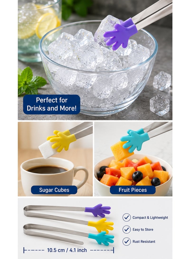 3-Piece Small Ice Tongs Set – Compact Serving Tongs for Ice Cubes, Sugar Cubes, Desserts & Small Food Items - Image 2