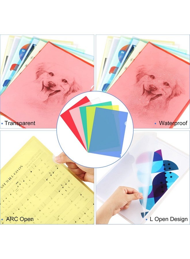 Fainne 100 Pack Plastic Document Folders Colored Clear File Folders Plastic Pockets Sleeves Letter Size 8.7 X 12.2 Inches A4 Assorted Colors For School Office Supplies (Multicolor) - Image 5