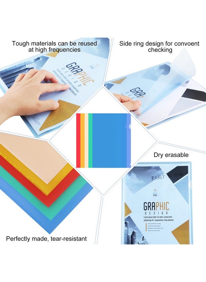 Fainne 100 Pack Plastic Document Folders Colored Clear File Folders Plastic Pockets Sleeves Letter Size 8.7 X 12.2 Inches A4 Assorted Colors For School Office Supplies (Multicolor) - Image 3