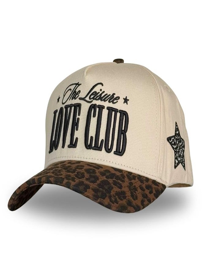 CITRUSY Vintage Fashion Trucker Hat | Men & Women | Trendy Cute Retro Red Caps for Country & Western | Camo Fur Cotton | Snapback (Love Club | Leopard) - Image 1