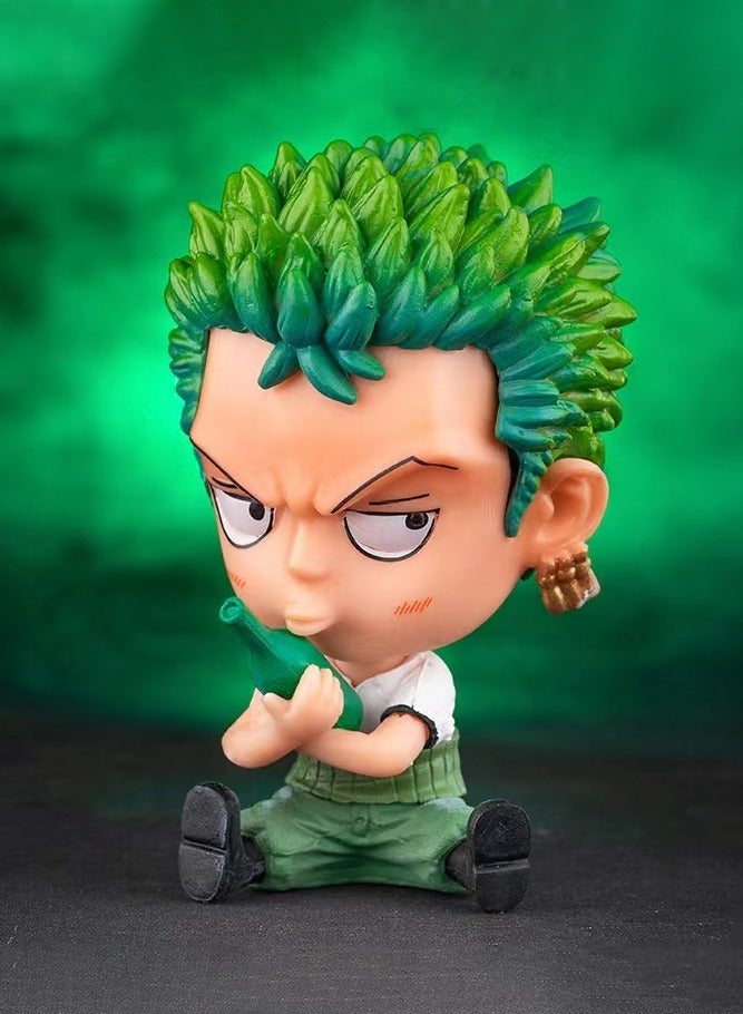 1 piece of "One Piece" anime action figures kit, including Zoro action figure and Luffy action figure. This anime figures collection kit is suitable for car and table decorations.  - Image 1