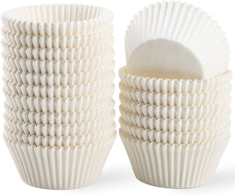 Caperci Standard White Cupcake Liners 500 Count, No Smell, Food Grade & Grease-Proof Baking Cups Paper - Image 1