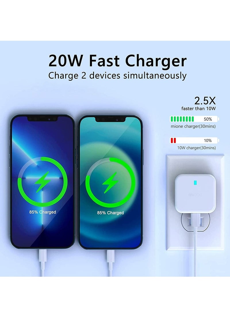 20W USB C Charger Block, 2-Ports [USB-C + USB] Charging Station, QC PD3.0 GaN Fast Charging Block, Type C Power Adapter for iPad Pro/iPhone/Samsung Note/Galaxy (Not with Cable) - Image 4