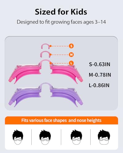 Pixel Panda 2 Pack Kids Swim Goggles with Fabric Strap for 3-14 Anti-Fog Anti-UV, No Leak No Hair Pulling Swimming Goggles Boys Girls Youth Toddlers Pool Water Protection(Purple and Rose Red) - Image 5