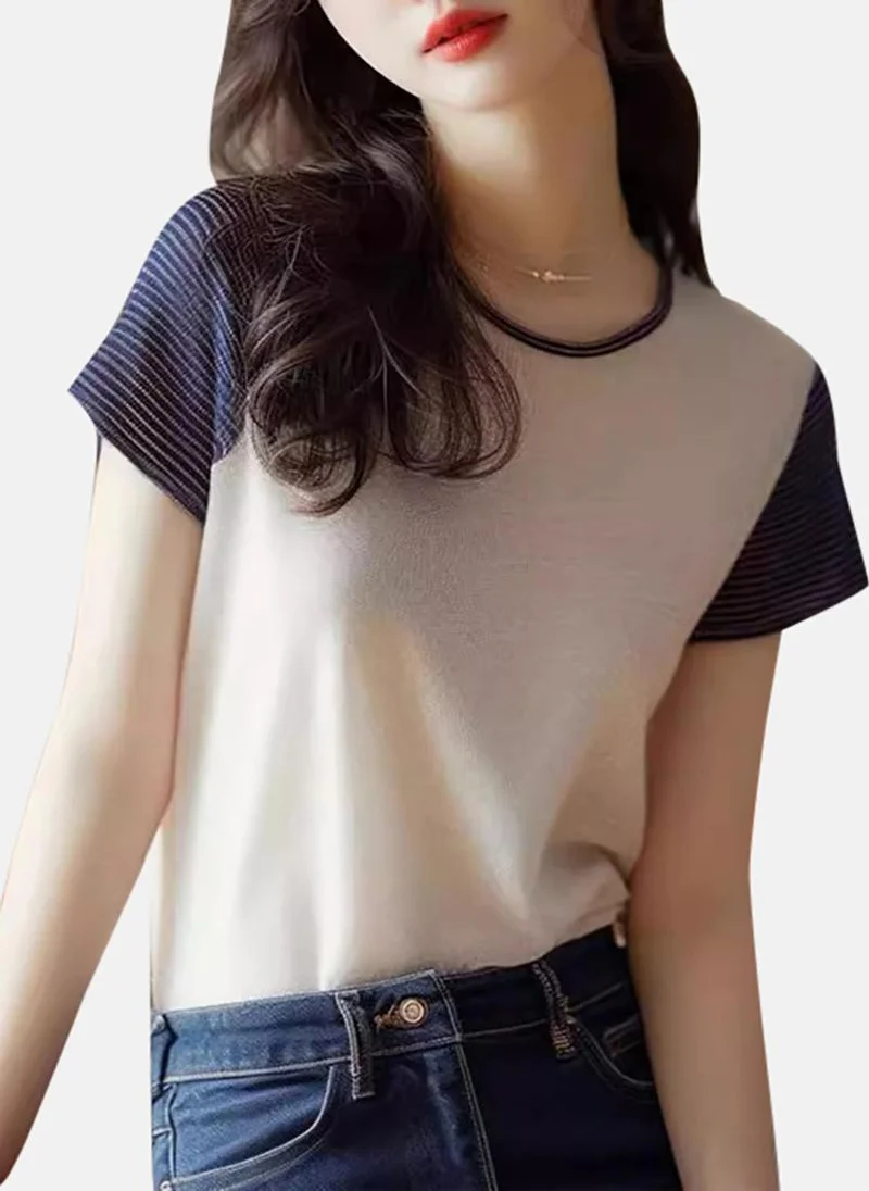 YUNIQEE White Solid Short Sleeve Round Neck T-Shirt