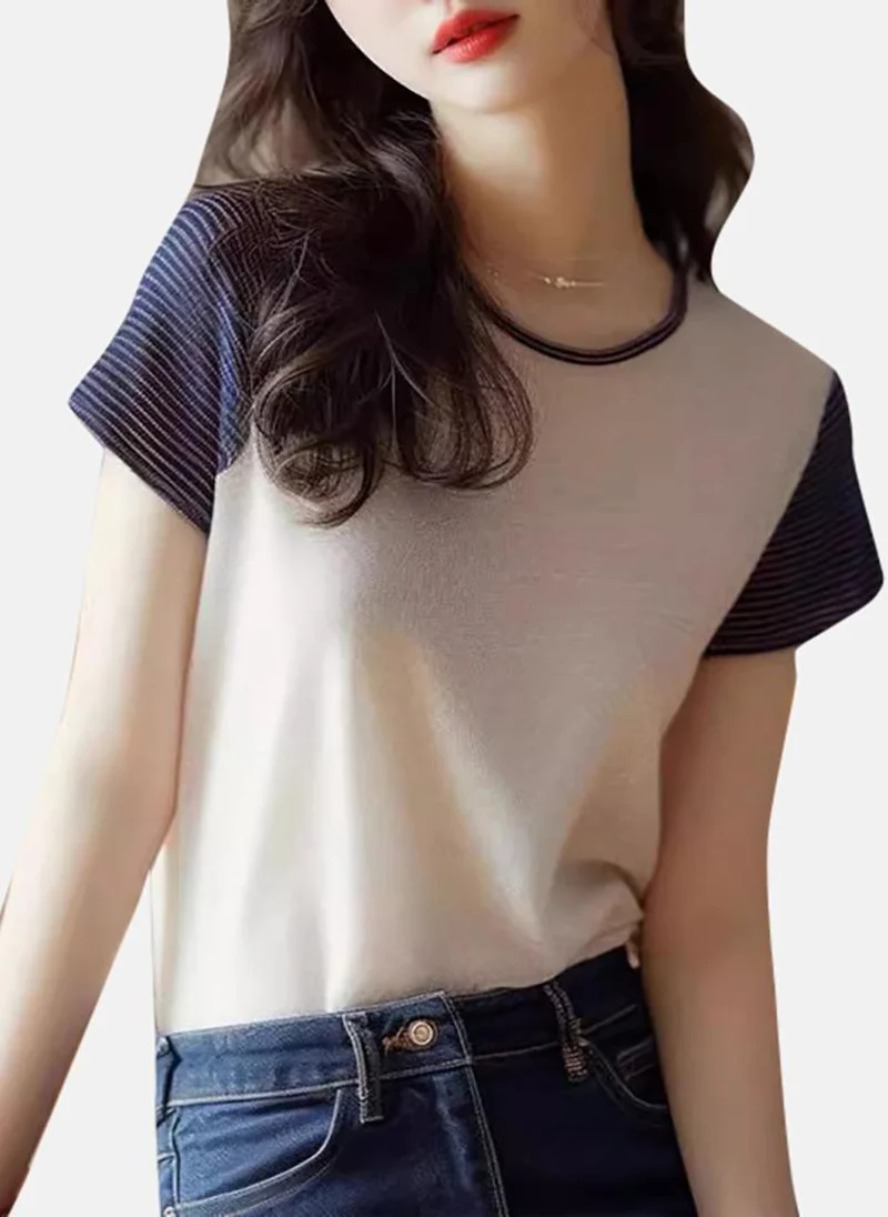 YUNIQEE White Solid Short Sleeve Round Neck T-Shirt