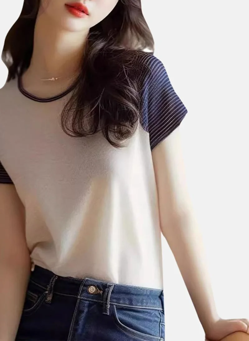 YUNIQEE White Solid Short Sleeve Round Neck T-Shirt