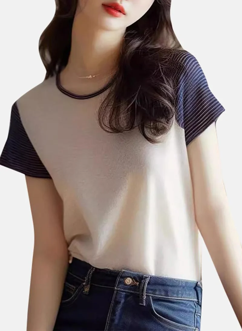 YUNIQEE White Solid Short Sleeve Round Neck T-Shirt