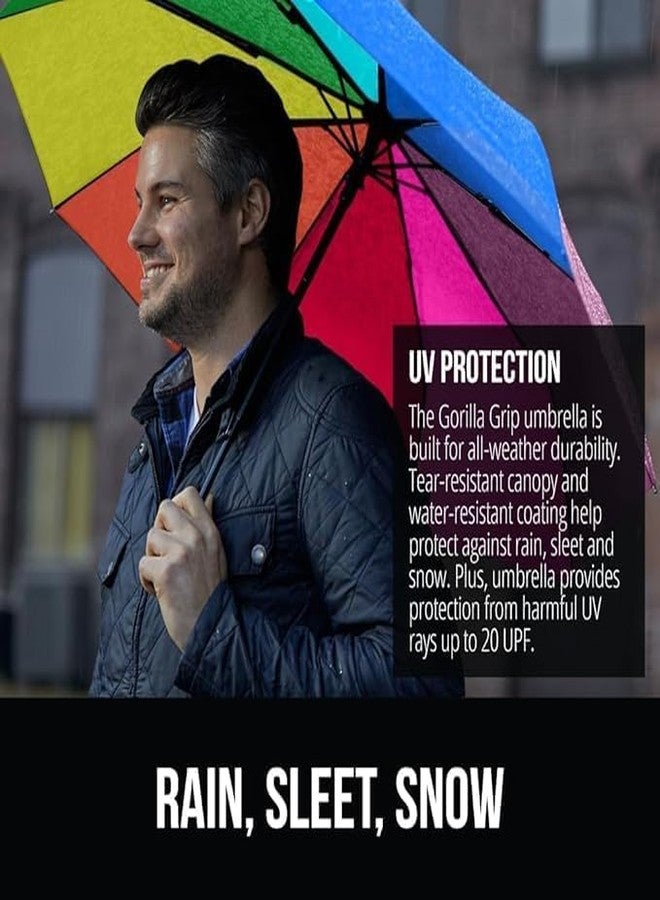 HELIMIX Compact Travel Umbrella Rainbow 9 Rib Windproof Umbrella with Automatic Open & Close, Lightweight, Foldable, UV Resistant - 46" Large Canopy for Rain & Sun Protection - Image 4
