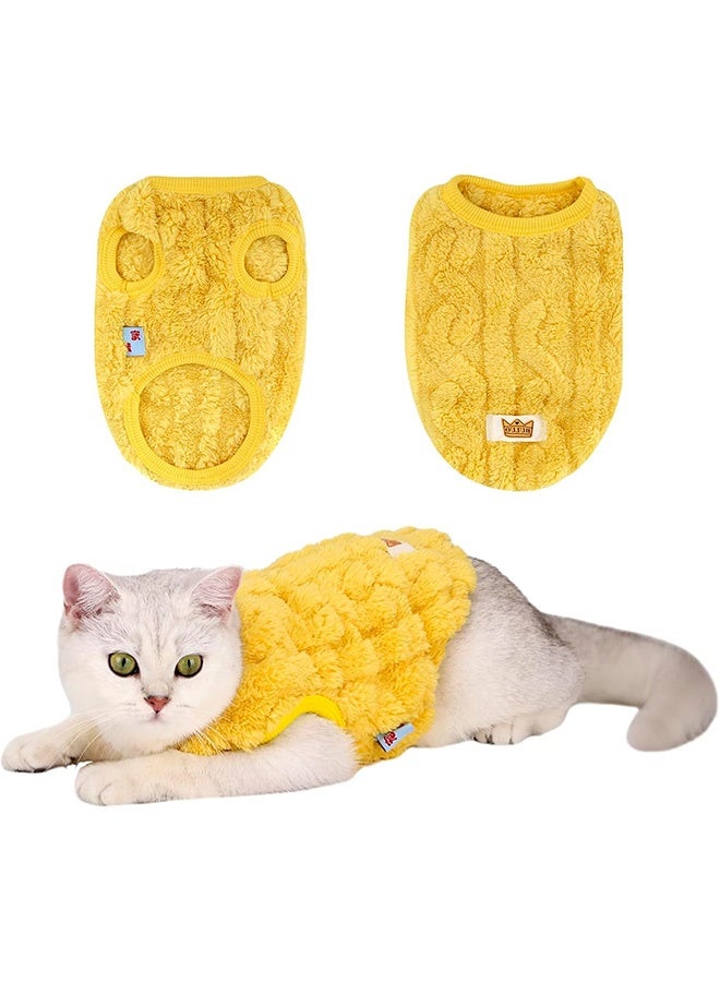GMORO Cats Flannel Sweaters, Cat Elastic Sweater Soft Sleeveless Cat Clothes, Warm Winter Kitten Clothes Outfits, Cute Dog Vest with Velvet for Cats or Small Dogs in Cold Season S - Image 1