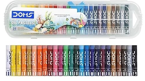 Doms 25 Shades Oil Pastel with Case | Smooth Color Intermixing for Better Effect | Bright and Intense Colors | Free Scrapping Tool | Non-Toxic and Safe for Childrens | Pack of 1, Multicolor - Image 4