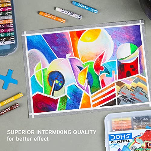 Doms 25 Shades Oil Pastel with Case | Smooth Color Intermixing for Better Effect | Bright and Intense Colors | Free Scrapping Tool | Non-Toxic and Safe for Childrens | Pack of 1, Multicolor - Image 2