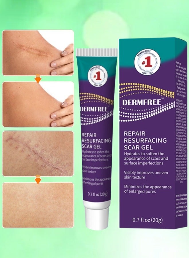 DERMFREE Repair Resurfacing Scar Gel Scar Removal Cream Reduce Scars and Marks for Dead Skin Elimination Minimize Pores Damaged Skin Acne Scars Pregnancy Lines Hydrates and Skin Repair 20g - Image 1