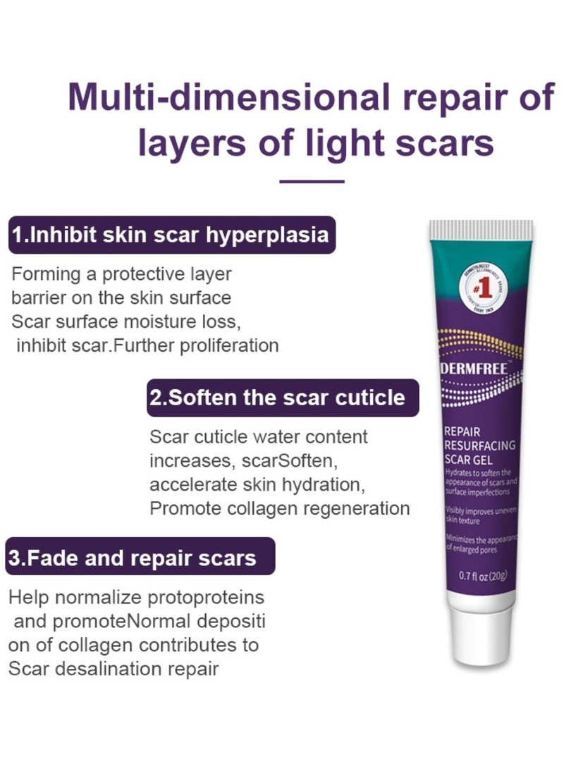 DERMFREE Repair Resurfacing Scar Gel Scar Removal Cream Reduce Scars and Marks for Dead Skin Elimination Minimize Pores Damaged Skin Acne Scars Pregnancy Lines Hydrates and Skin Repair 20g - Image 5