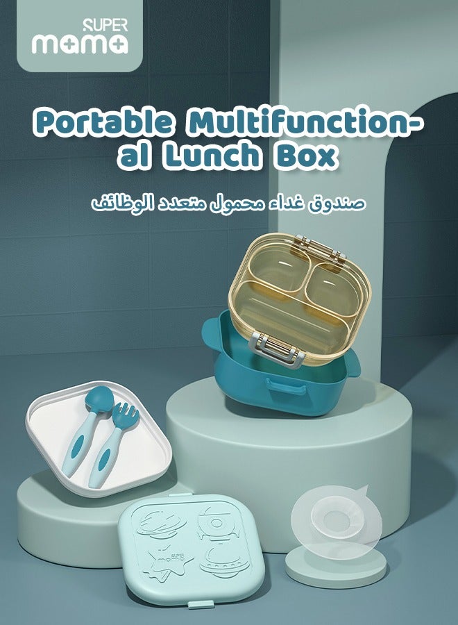 SUPERMAMA Kids Lunch Box, Children Bento Box, Lunch Container for School, Portable Student Lunch Box with Fork and Spoon Set - Image 2
