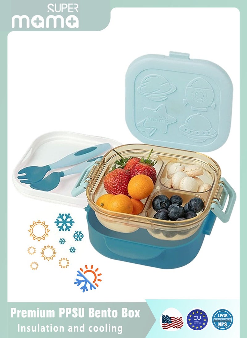 SUPERMAMA Kids Lunch Box, Children Bento Box, Lunch Container for School, Portable Student Lunch Box with Fork and Spoon Set - Image 1