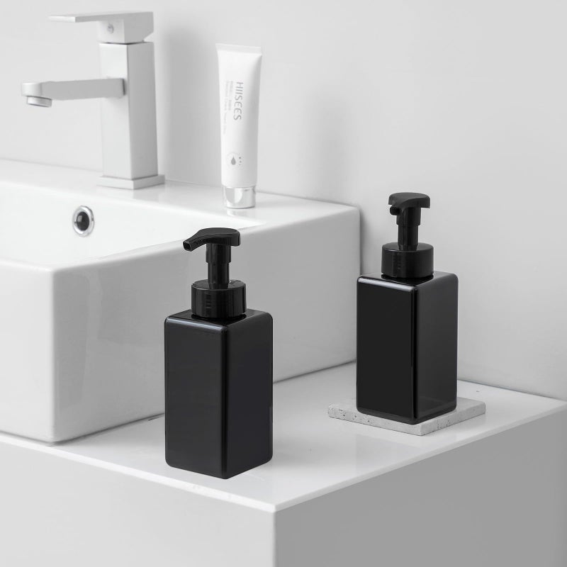 UUJOLY Foaming Soap Dispenser, 22 oz Refillable Pump Bottle Plastic for Liquid Soap, Shampoo, Body Wash, 2 Pcs, Black - Image 2