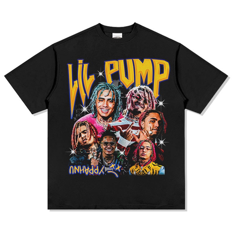 Retro Hip-Hop Lil Pump Printed Short-Sleeved T-Shirt Heavy Long-Sleeved Round Neck Hooded Sweatshirt - Image 1