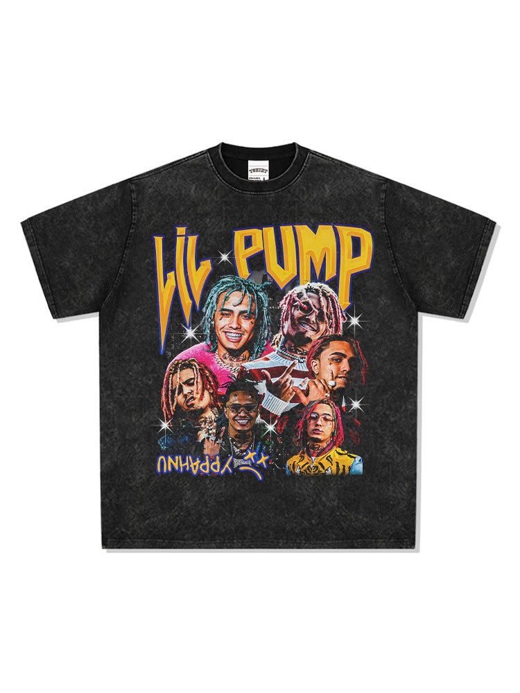 Retro Hip-Hop Lil Pump Printed Short-Sleeved T-Shirt Heavy Long-Sleeved Round Neck Hooded Sweatshirt - Image 3