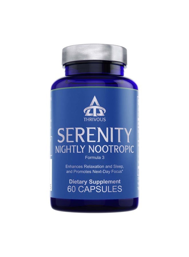 Thrivous Serenity - Natural Sleep Aid Pills - 5mg Melatonin with 200mg L-Theanine and Magnesium Glycinate - Extra Strength Stress Relief Supplement - 30 High Dose Servings - 60 Capsules  - Image 1