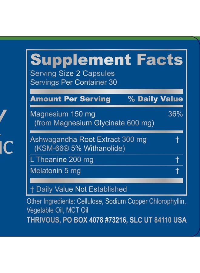 Thrivous Serenity - Natural Sleep Aid Pills - 5mg Melatonin with 200mg L-Theanine and Magnesium Glycinate - Extra Strength Stress Relief Supplement - 30 High Dose Servings - 60 Capsules  - Image 3