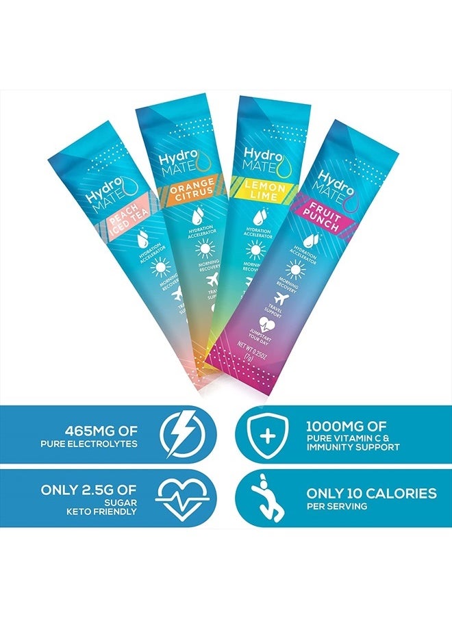 NatureWorks - Electrolytes Powder Drink Mix Packets Hydration Accelerator Low Sugar Rapid Party Relief Plus Vitamin C Variety Pack 90 Count - Image 1