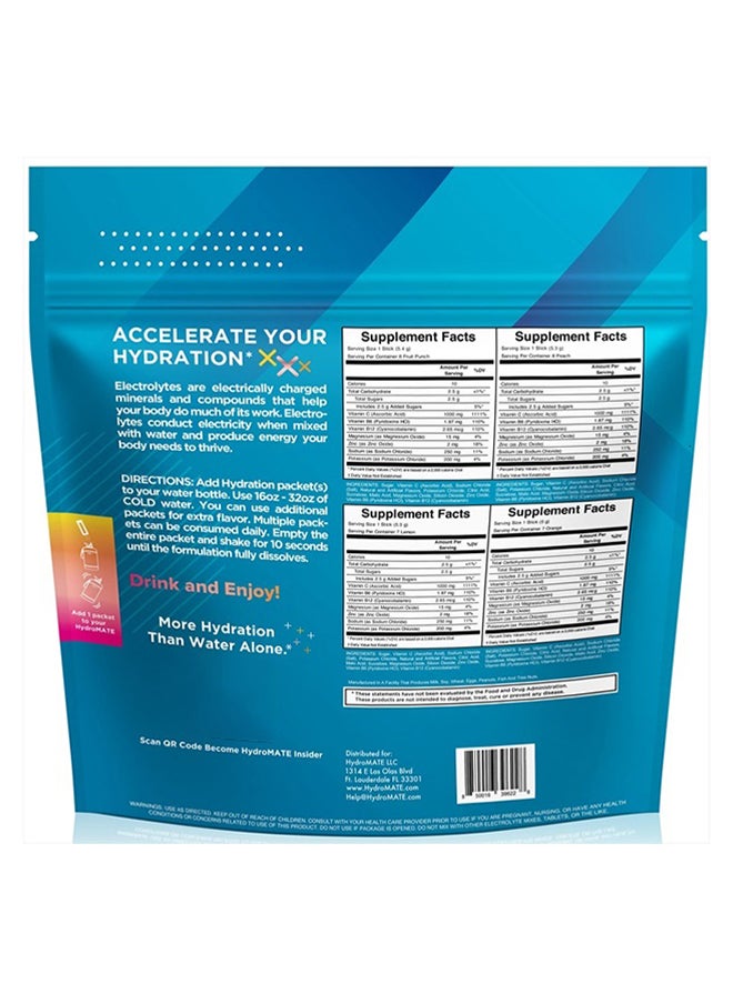 NatureWorks - Electrolytes Powder Drink Mix Packets Hydration Accelerator Low Sugar Rapid Party Relief Plus Vitamin C Variety Pack 90 Count - Image 1