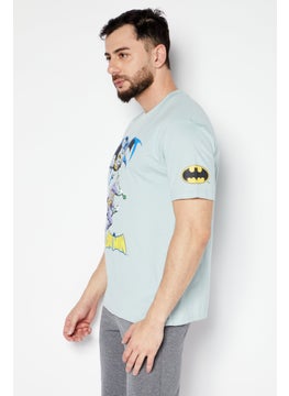 DC Comics Men Crew Neck Short Sleeve Graphic Print T-Shirt, Mint Blue  - Image 2