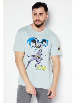 DC Comics Men Crew Neck Short Sleeve Graphic Print T-Shirt, Mint Blue  - Image 1