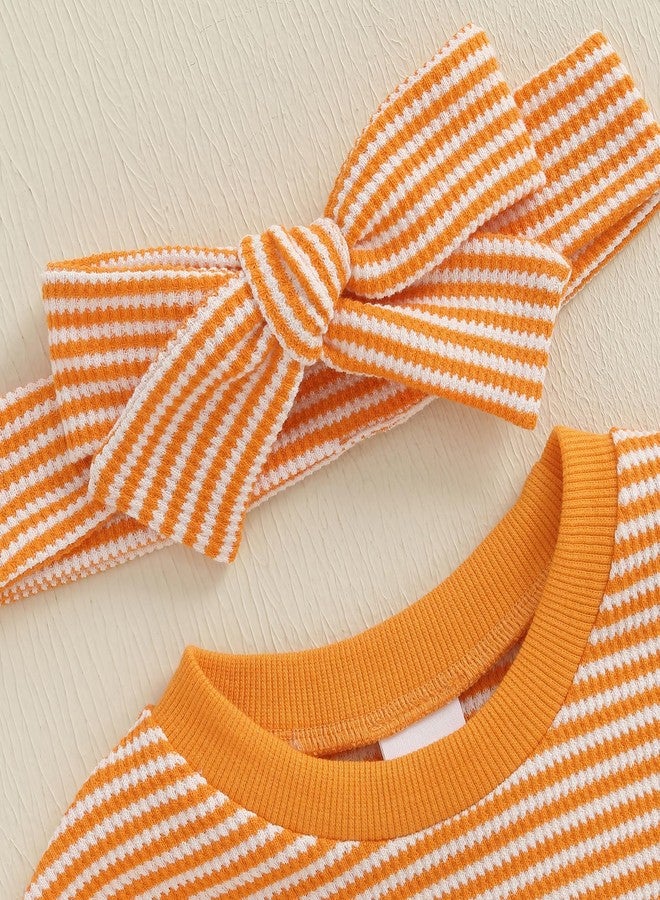 MERSARIPHY Newborn Baby Girl Boy Halloween Outfits Long Sleeve Stripe Waffle Knit Pumpkin Bubble Romper Fall Winter Clothes (Orange cute boo, 6-12 Months) - Image 4