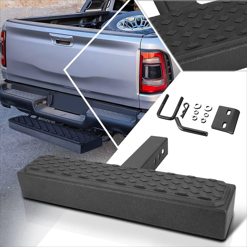 PM Performotor Hitch Step with 2" Receiver Trailer Tow Hitch Step Rear Bumper Guard Compatible with Pickup Truck SUV Trailer, Universal 18.5" Width Hitch Step Bar Board, Stainless Steel, Black - Image 1