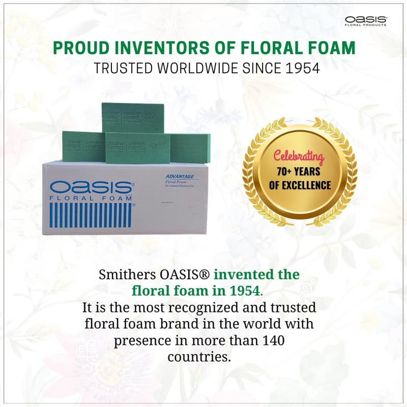 Oasis Pack of 8 Advantage Floral Foam Bricks | Green Florist Foam Blocks for Flower Arrangements in Home Décor, Weddings, Events, Festivals & More | Size 9 x 3 x 4 Inches - Image 3