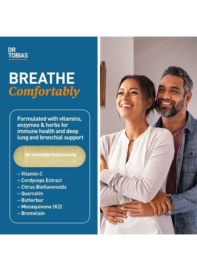Dr. Tobias - Lung Health, Lung Support Supplement with Vitamin C, Butterbur, Quercetin & Bromelain, Lung Cleanse & Detox Formula for Bronchial & Respiratory System, Non-GMO, 60 Capsules, 60 Servings - Image 1