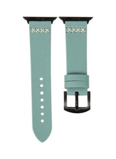 PROMASS Leather Replacement Strap Watchband for Apple Watch Series 7/6/SE/5/4/3/2/1 42/44/45mm Light Green 