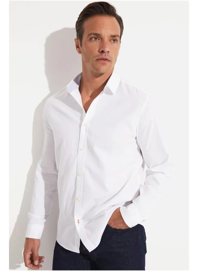 جون June Men Regular Fit 100% Cotton Oxford Shirt White